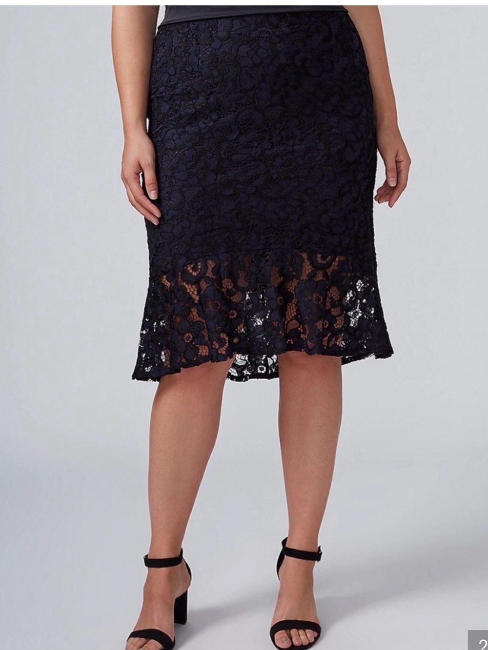 Lane Bryant women’s cotton blend lined blue black zip lacy fit flare skirt sz 3X